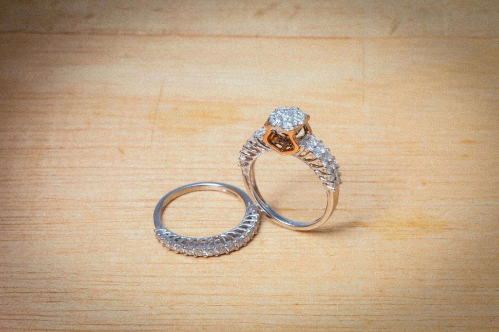 two pieces of stackable ring