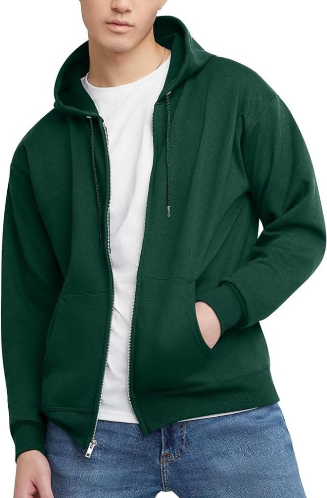 Hanes Men's Hoodie, Ecosmart Fleece Full-zip Hoodie, Zip-up Hooded Sweatshirt for Men. Best Hooded Sweatshirt
