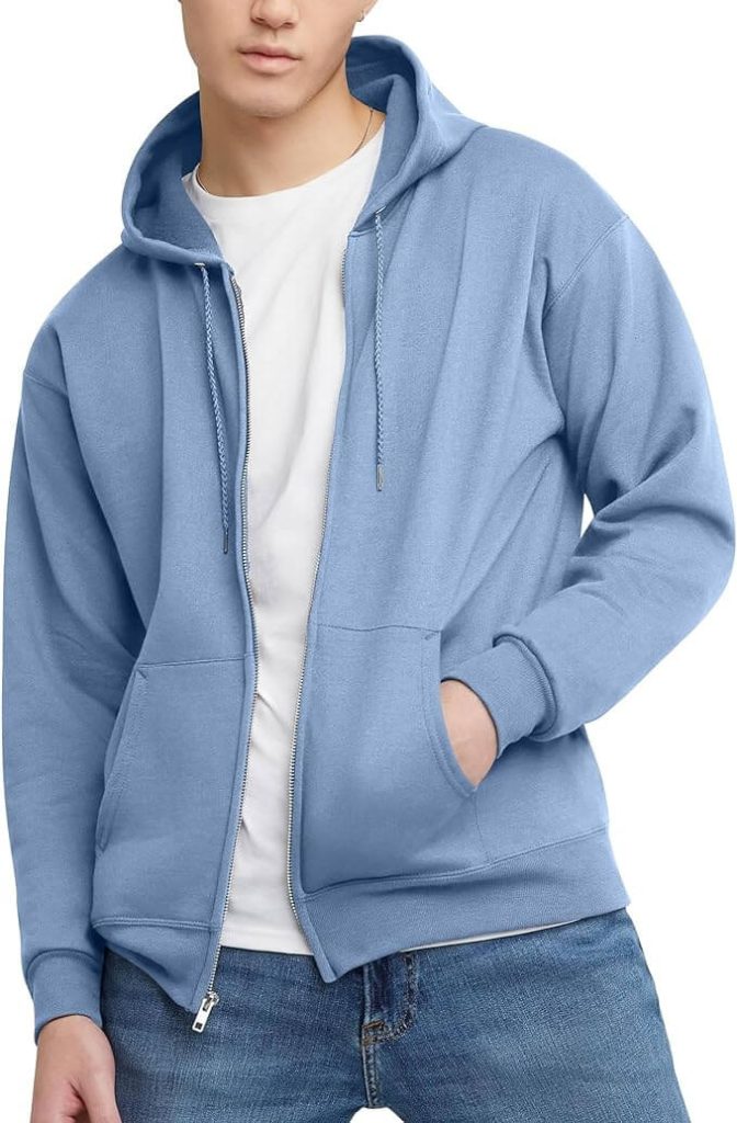 Hanes Men's Hoodie, Ecosmart Fleece Full-zip Hoodie, Zip-up Hooded Sweatshirt for Men. Best Hooded Sweatshirt