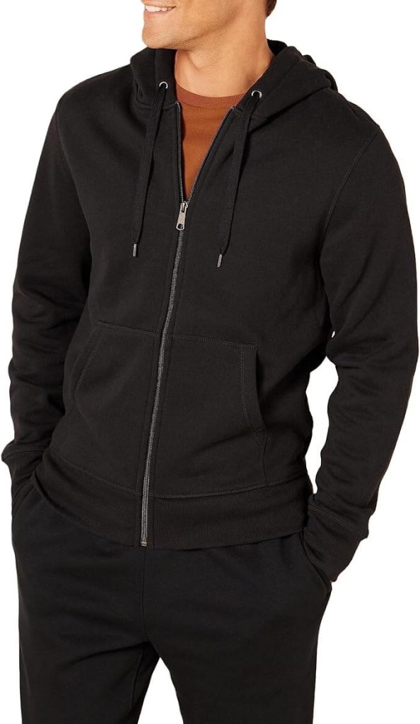  Amazon Essentials Men's Full-Zip Hooded Fleece Sweatshirt.