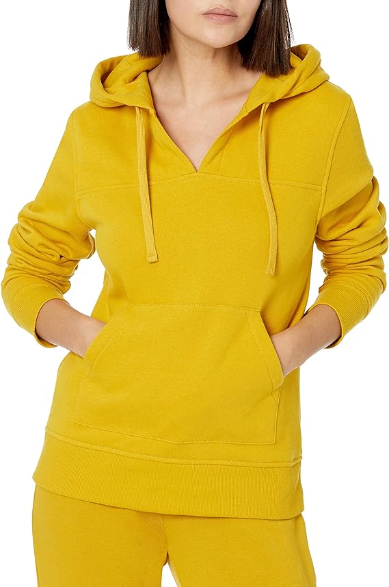 Amazon Essentials Women's Classic-Fit Long-Sleeve Open V-Neck Hooded Sweatshirt. Best Hooded Sweatshirt