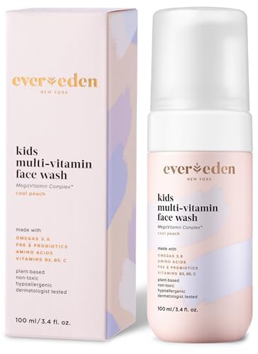 Evereden Kids Face Wash: Cool Peach, 3.4 fl oz. | Plant Based and Natural Kids Skin Care | Non-toxic and Organic Ingredients | Multi-Vitamin Skin Care for Kids