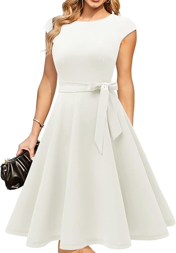 DRESSTELLS Women's Cocktail Dress to impress 2024 Modest Wedding Guest Dress, Graduation Prom & Bridesmaid